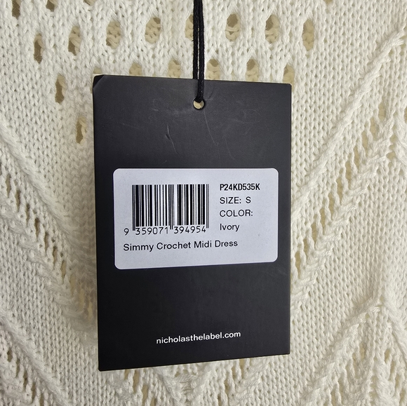 Nicholas Simmy Crochet Midi Dress in Ivory Sleeveless NWT Womens Small - Picture 11 of 11